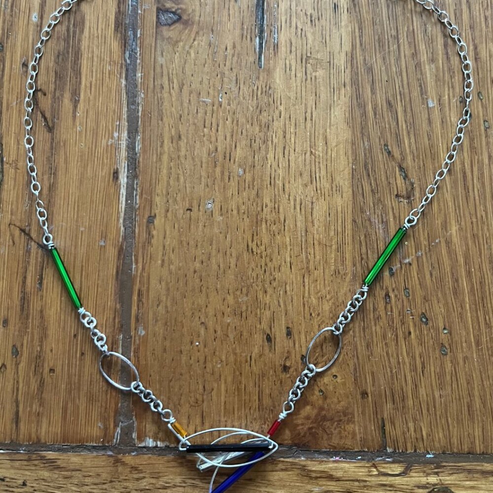 Barbie Levy “Barb-Wire” Link Necklace-17 - Wearable Art - Picture 2 of 3